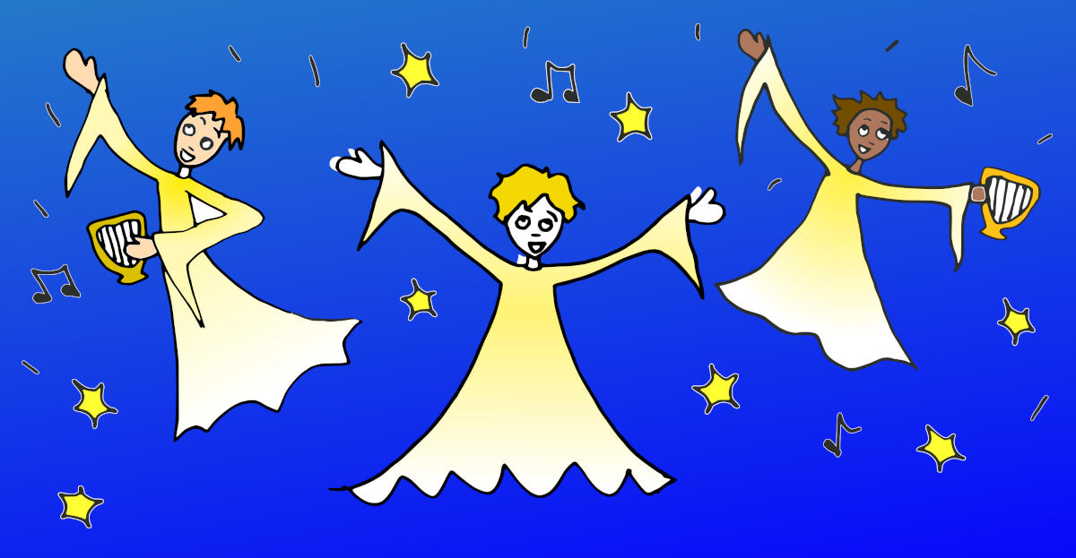 Angels singing from the Hush There's a Baby video